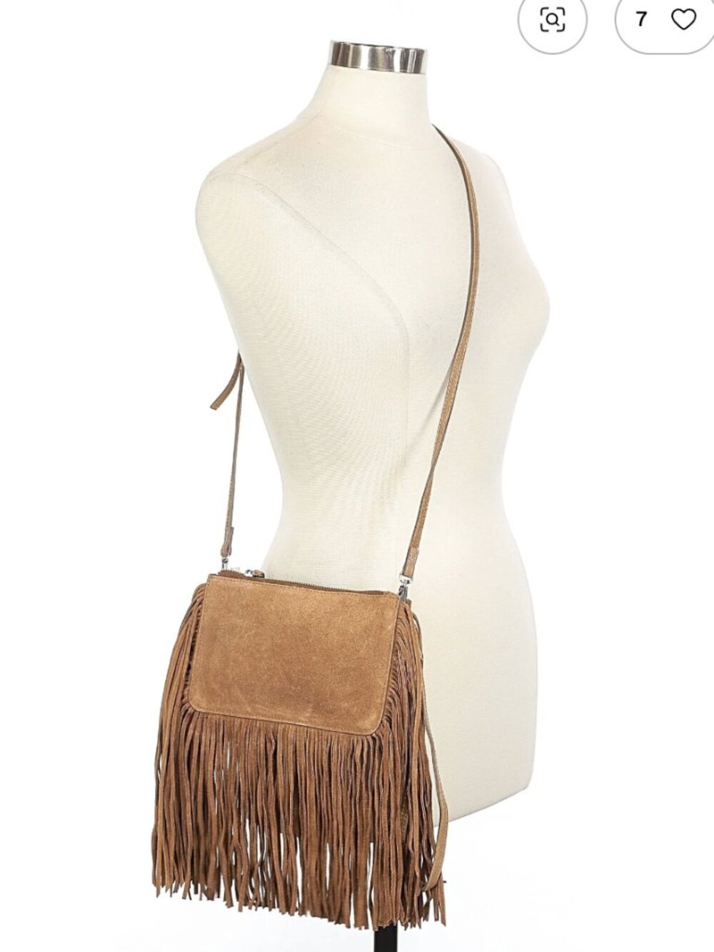 Zara tan suede fringe crossbody bag